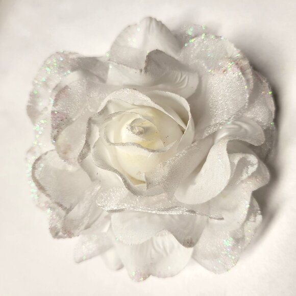 White Rose Hair Tie For Teens or Kids - Picture 2 of 14